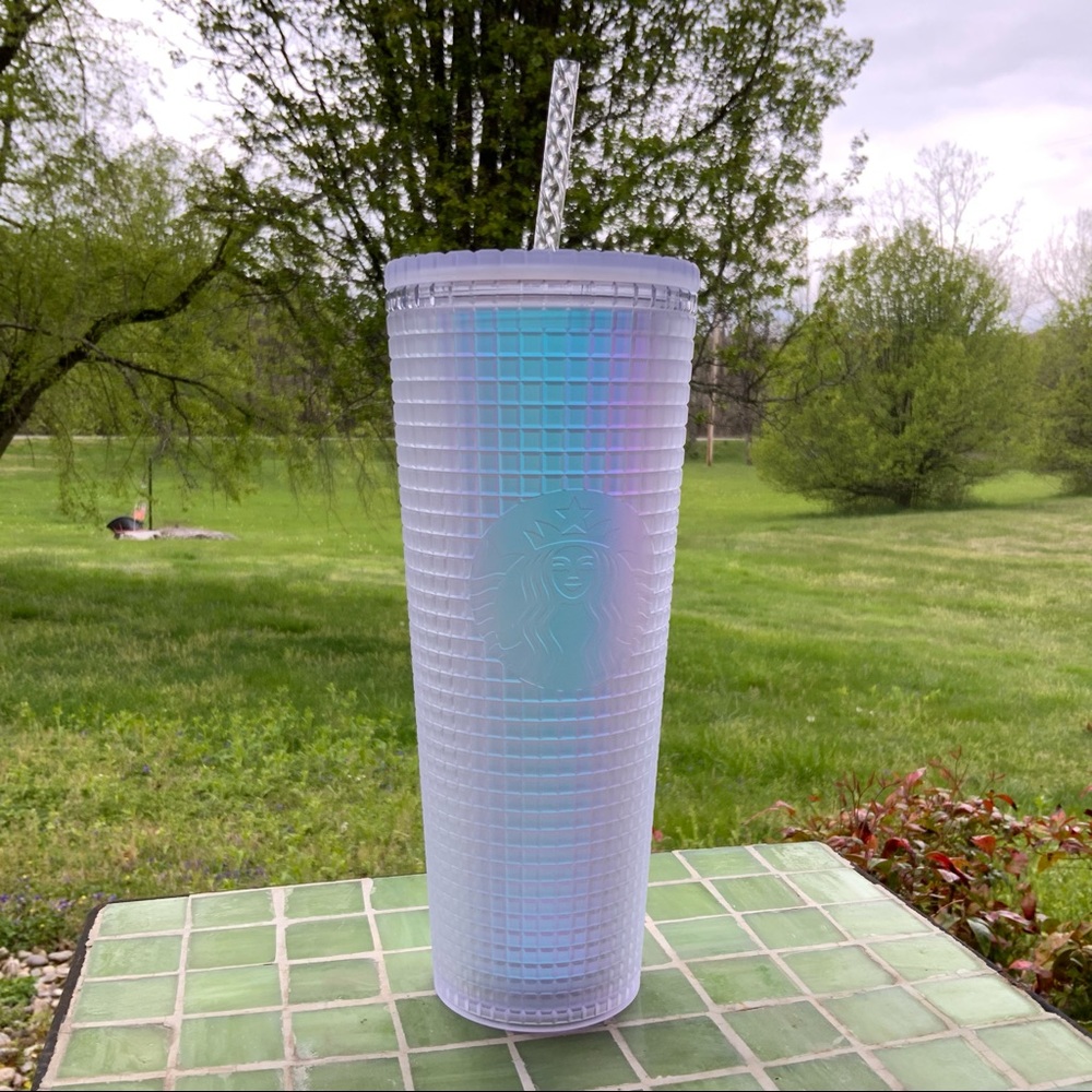 STARBUCKS 🆕 💕 Spring 2022 Iridescent Unicorn Soft Touch Grid Cold Cup 24 oz